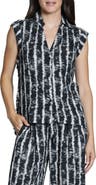 APNY Tie Dye Stripe Sleeveless Cotton Blend Button-Up Shirt