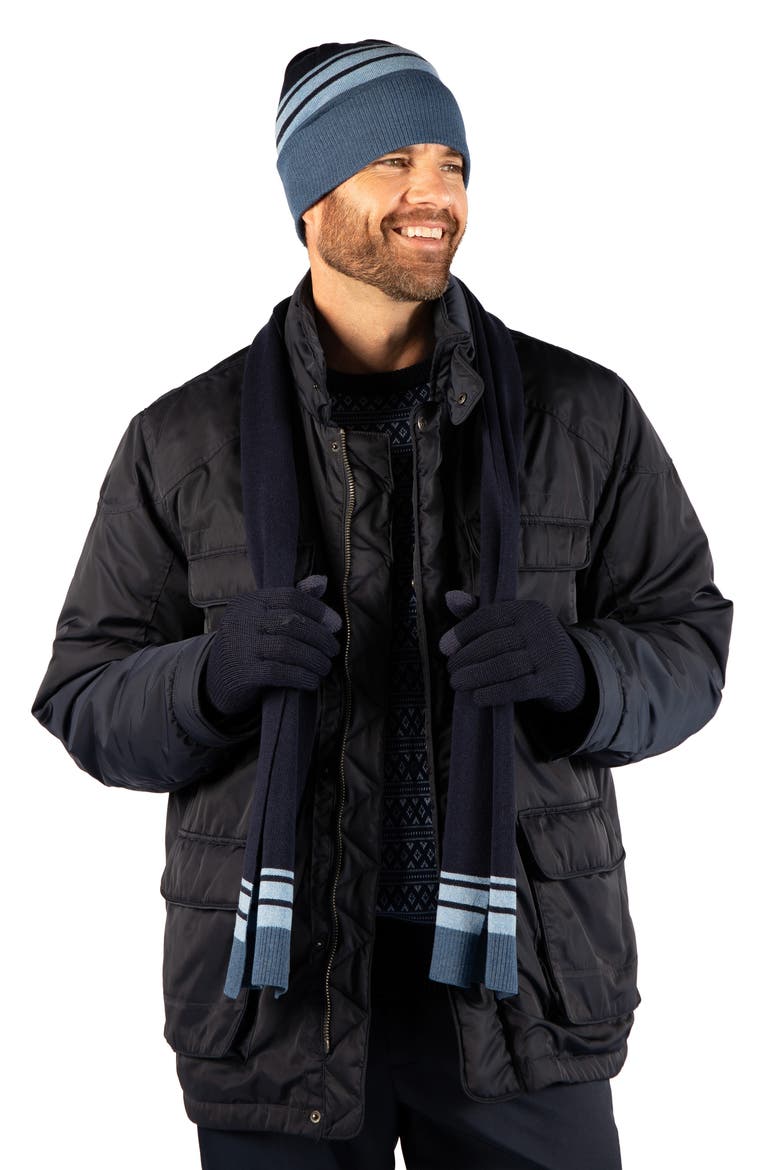 Cotton Blend Striped Scarf, Alternate, color, NAVY