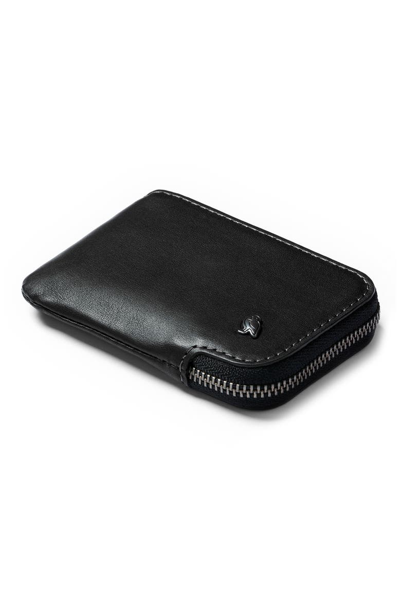 Leather Card Pocket, Main, color, BLACK