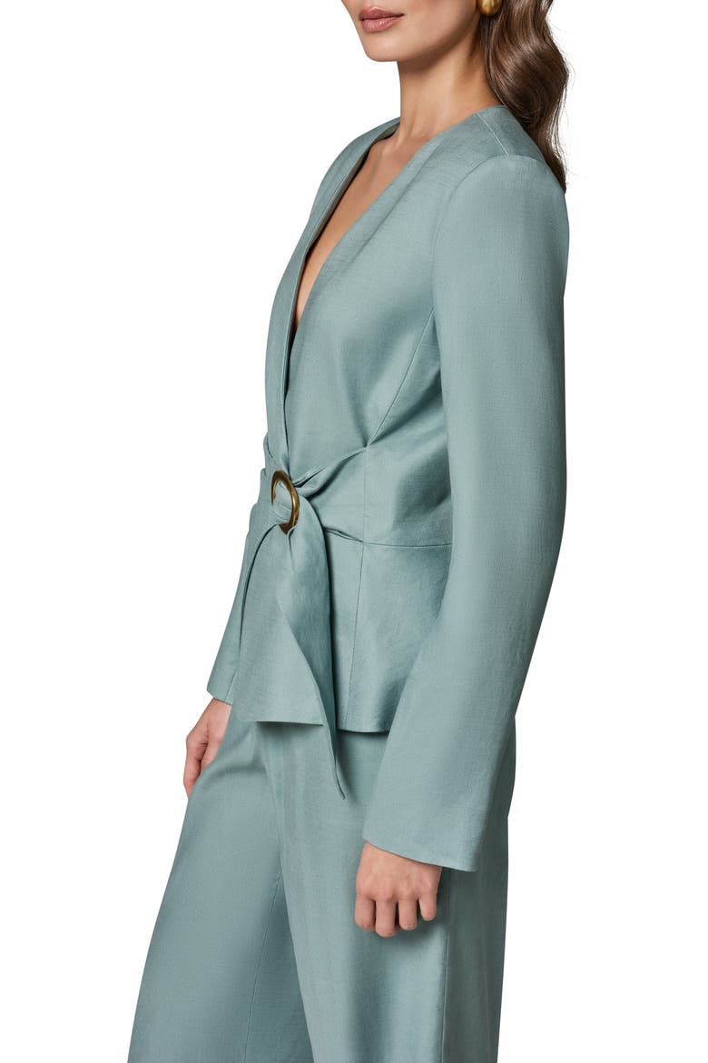 Linen Blend Wrap Jacket, Alternate, color, WATERLILY