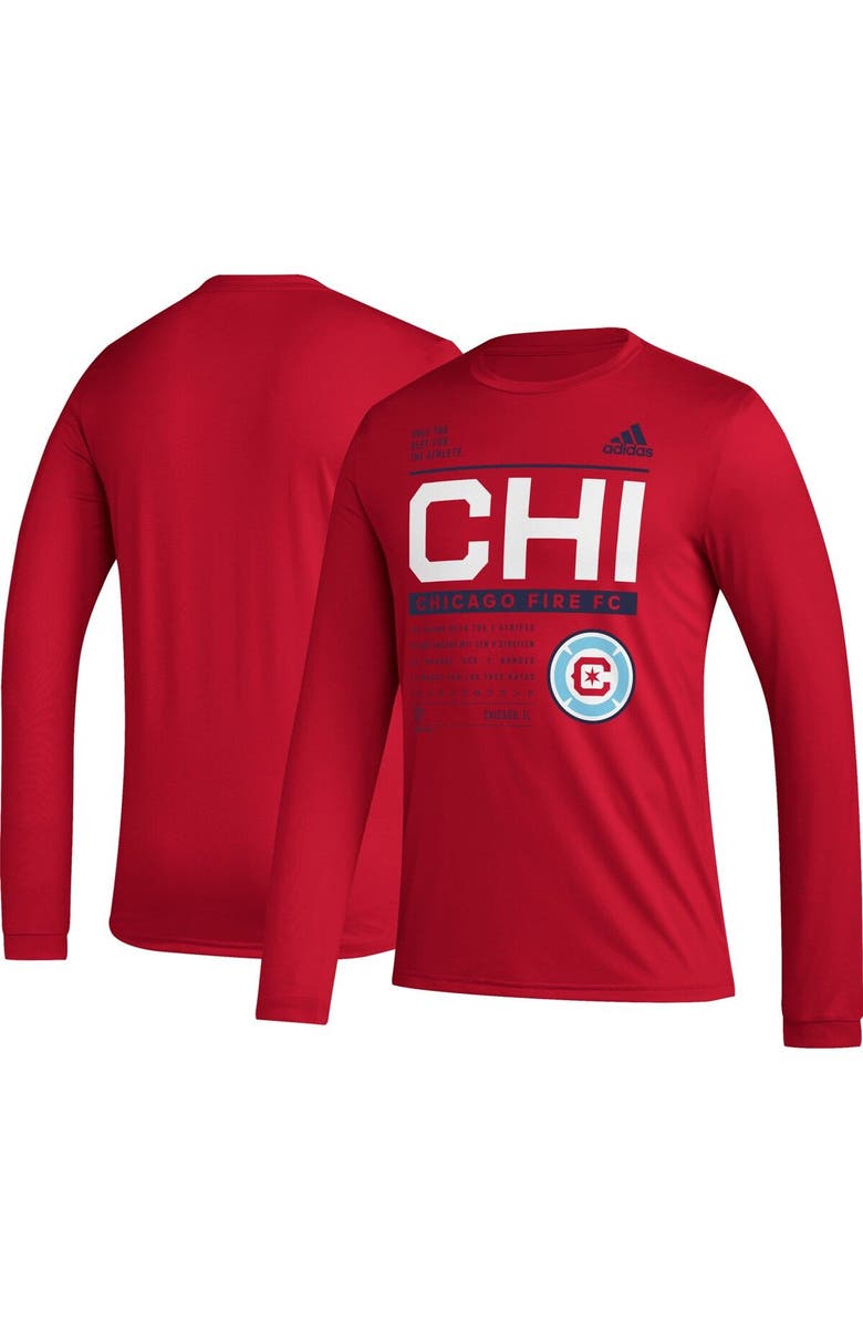 adidas Men's adidas Red Chicago Fire 2023 Club DNA Long Sleeve AEROREADY T-Shirt, Main, color, 