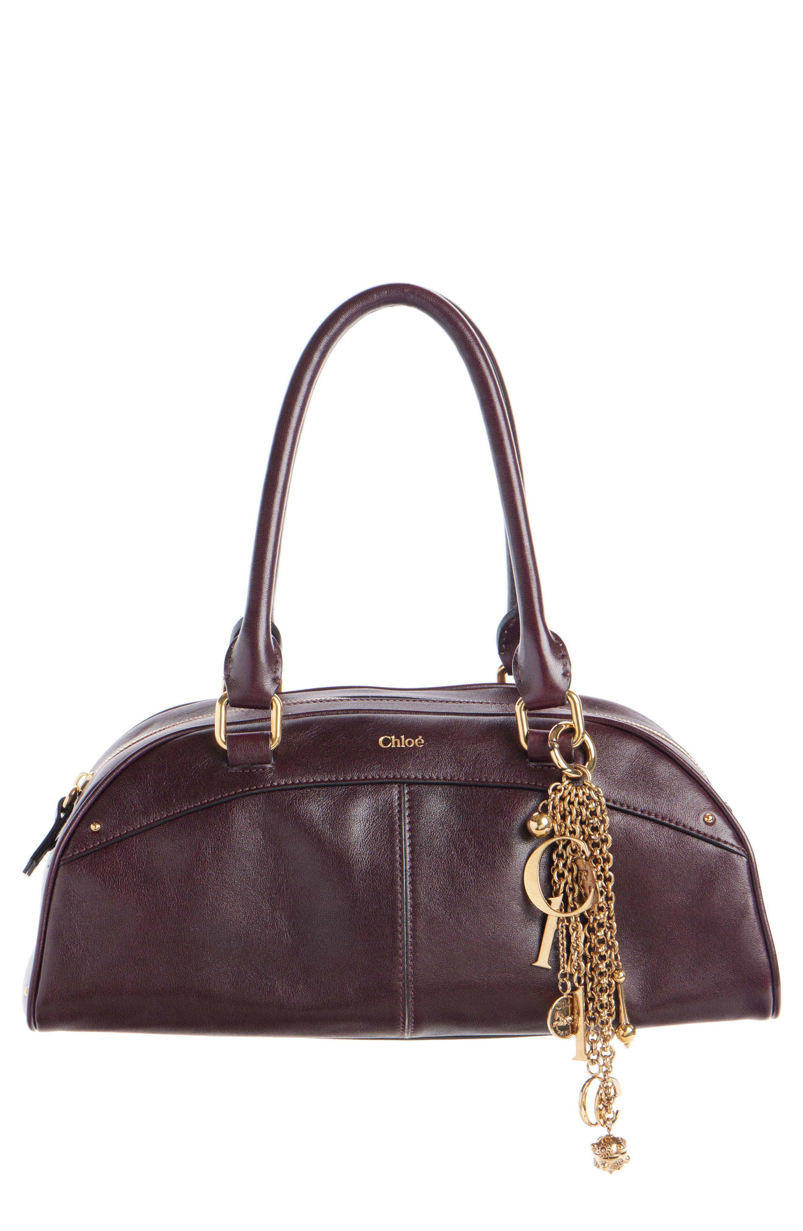 Chloé Bowling Leather Handheld Bag In Purple