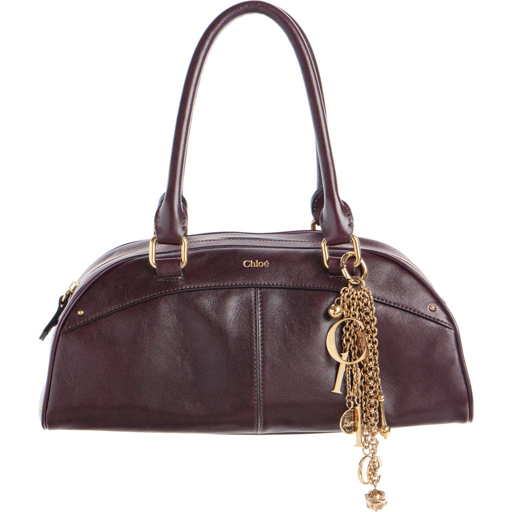 Chloé Bowling Leather Handheld Bag In Purple