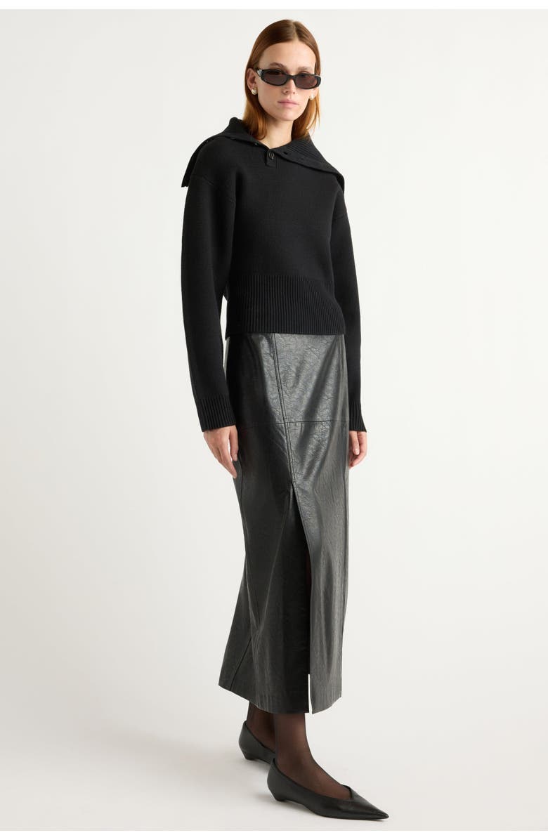 Modern Citizen Rama Front-Vent Vegan Leather Skirt, Main, color, Black