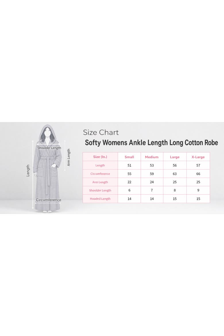 Softy Womens Ankle Length Long Cotton Robe, Alternate, color, Pink