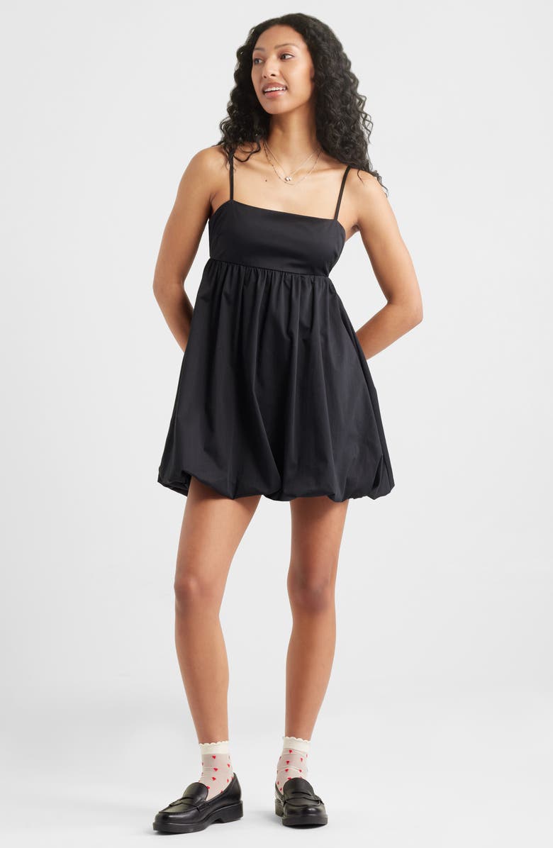 BP. Bow Back Bubble Hem Minidress, Main, color, Black