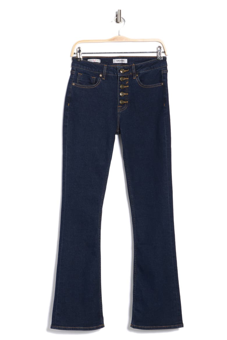 Button Fly Bootcut Jeans, Alternate, color, DARK WASH