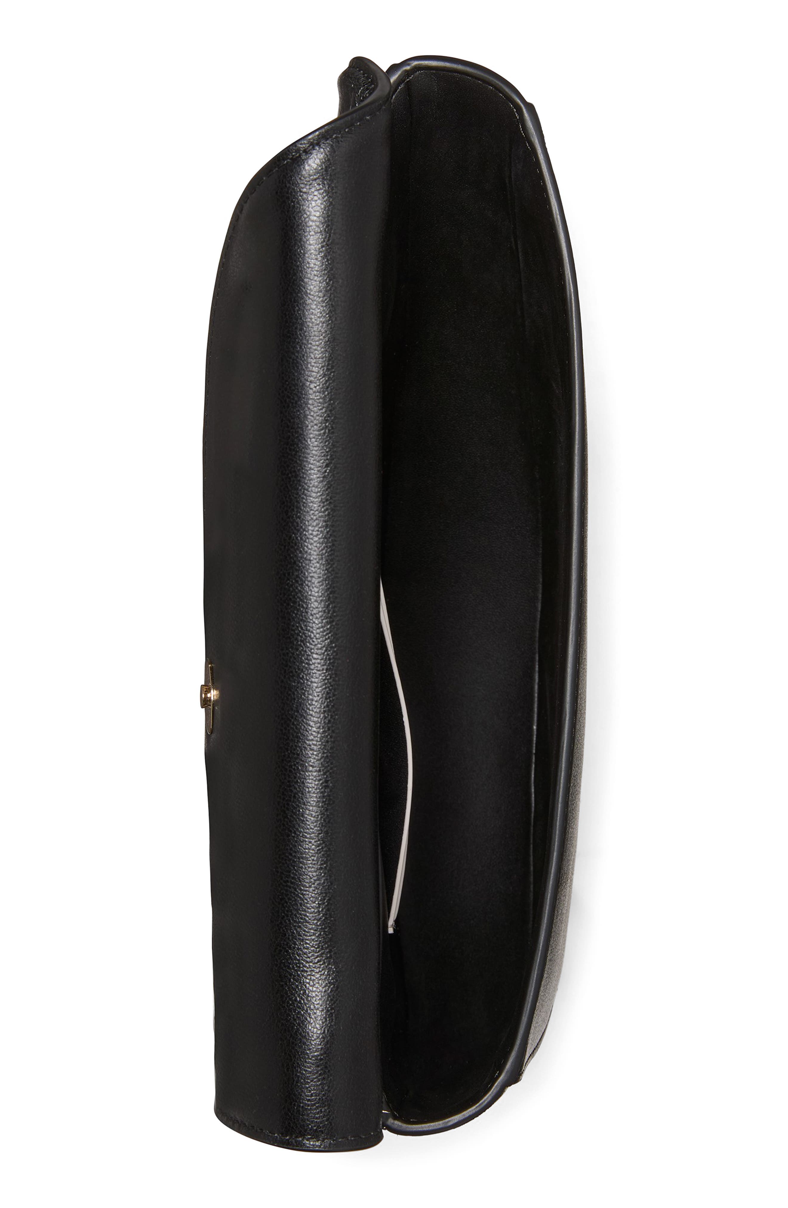 Kate Spade New York the spade fine grain leather shoulder bag, Alternate, color, Black