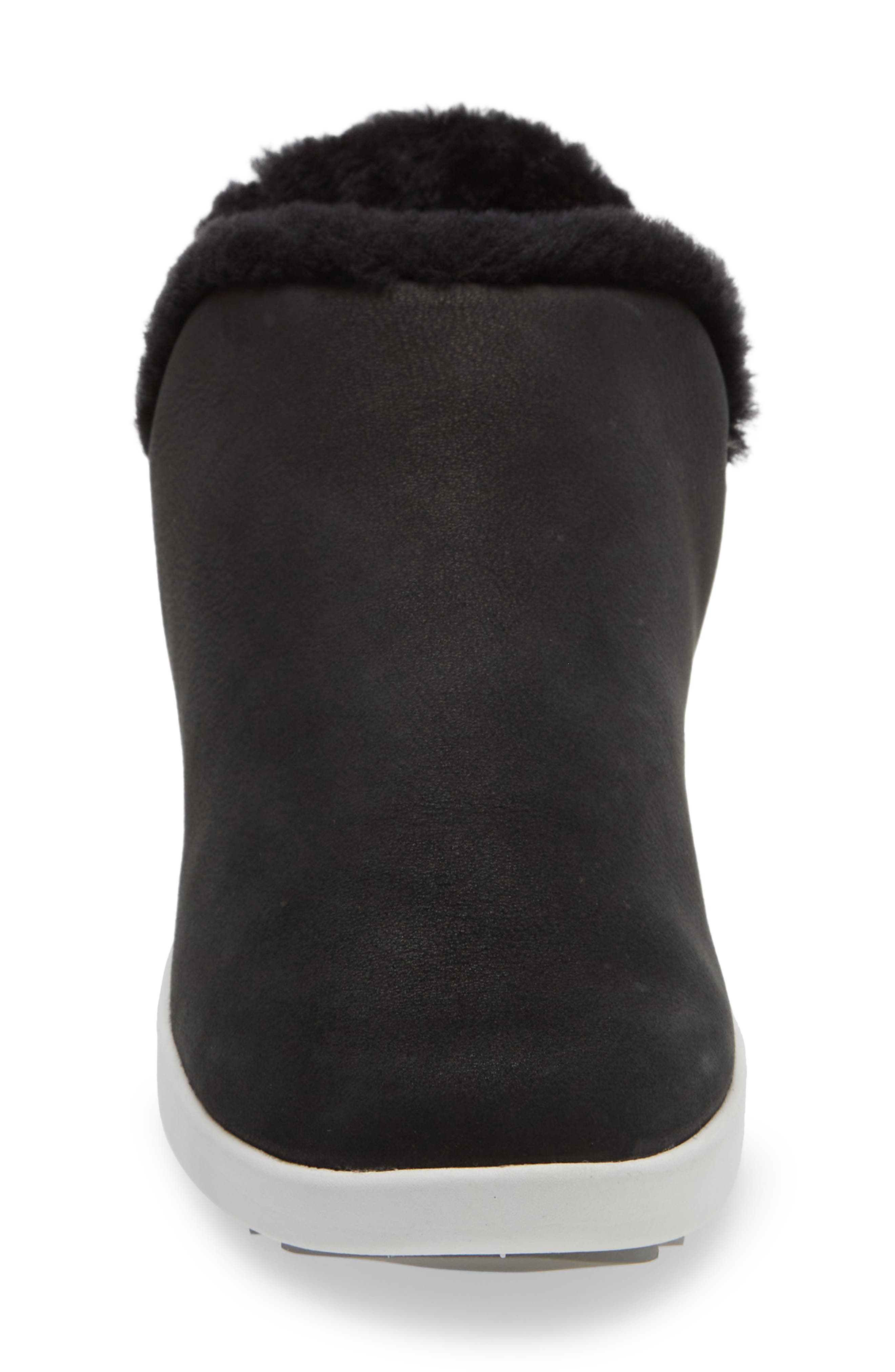 OluKai Malua Hulu Genuine Shearling Waterproof Slip-On Sneaker, Alternate, color, Onyx/ Mist Grey