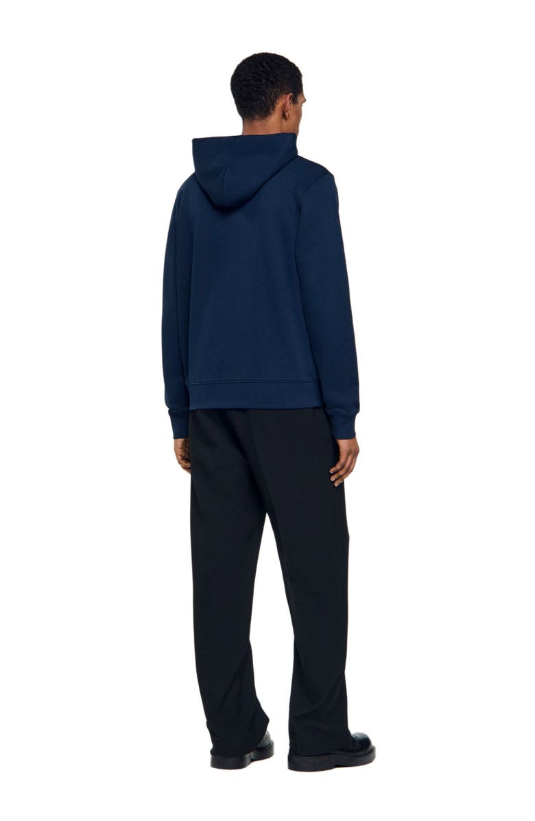 SANDRO Leather patch sweatshirt, Alternate, color, Navy Blue