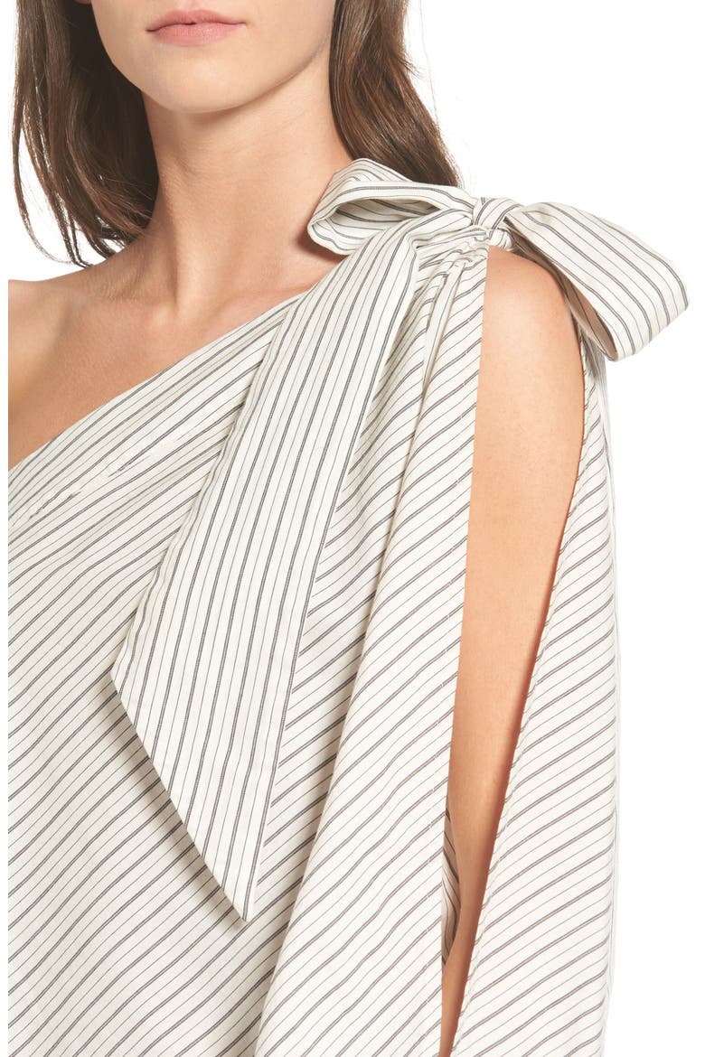 Split Sleeve One-Shoulder Top, Alternate, color, IVORY AVERY STRIPE