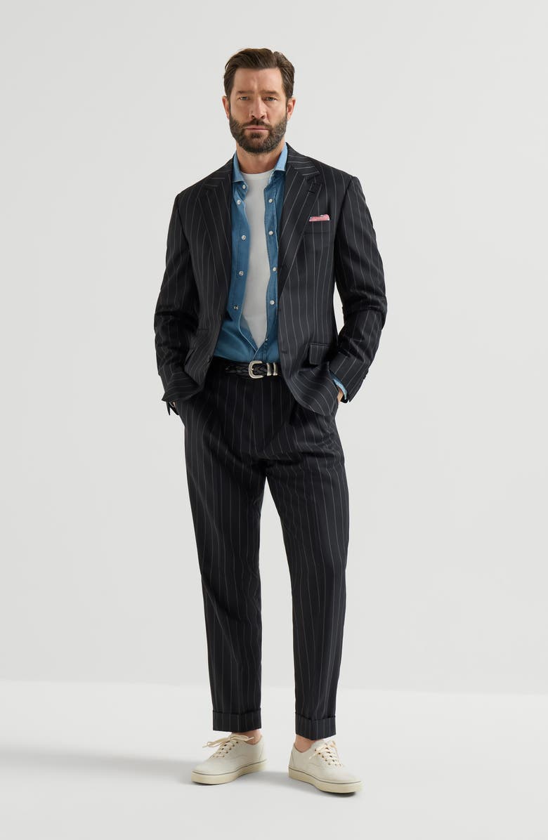 Brunello Cucinelli Virgin wool blazer, Alternate, color, Black