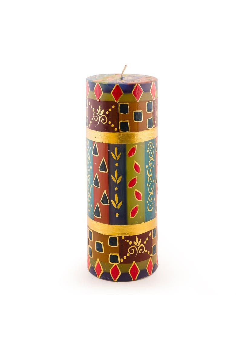 African Mineral Painted Pillar Candle, Main, color, African Mineral - 3x8"