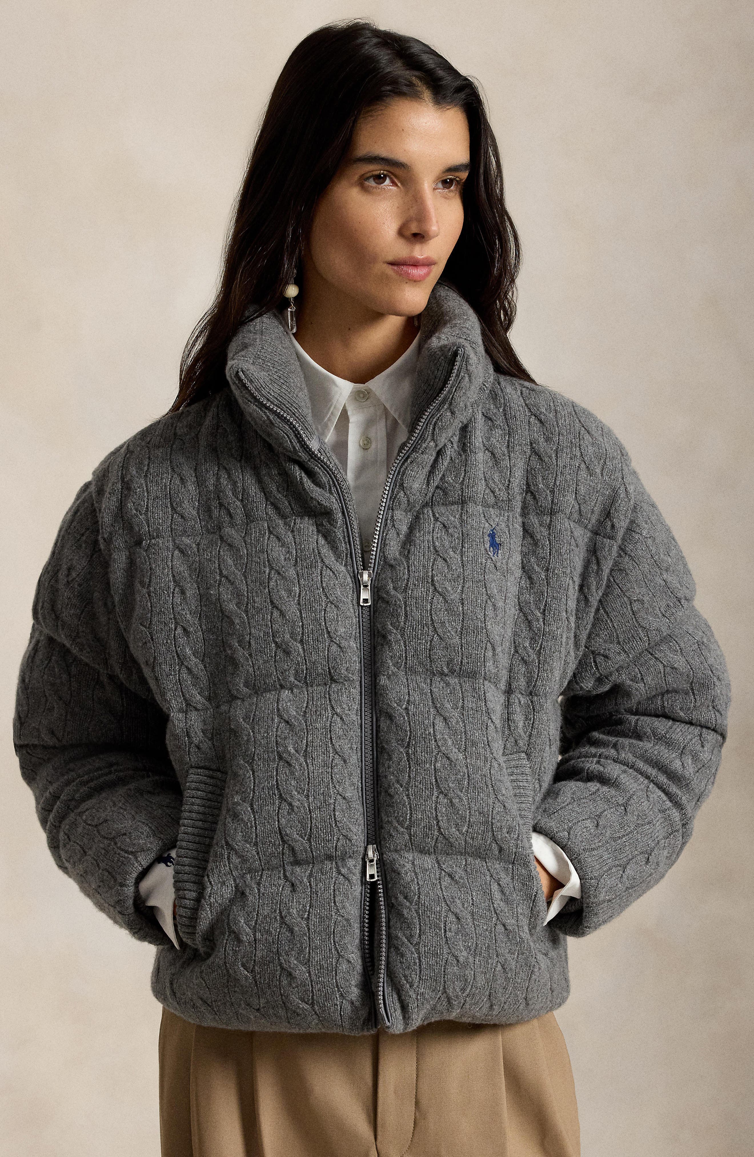 Polo Ralph Lauren Cable Wool & Cashmere Puffer Jacket (Women