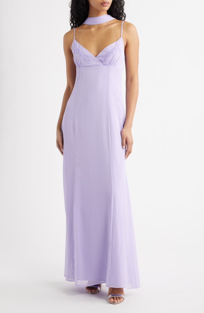 Princess Polly Jadira Open Back Maxi Dress & Scarf Set, Main, color, 