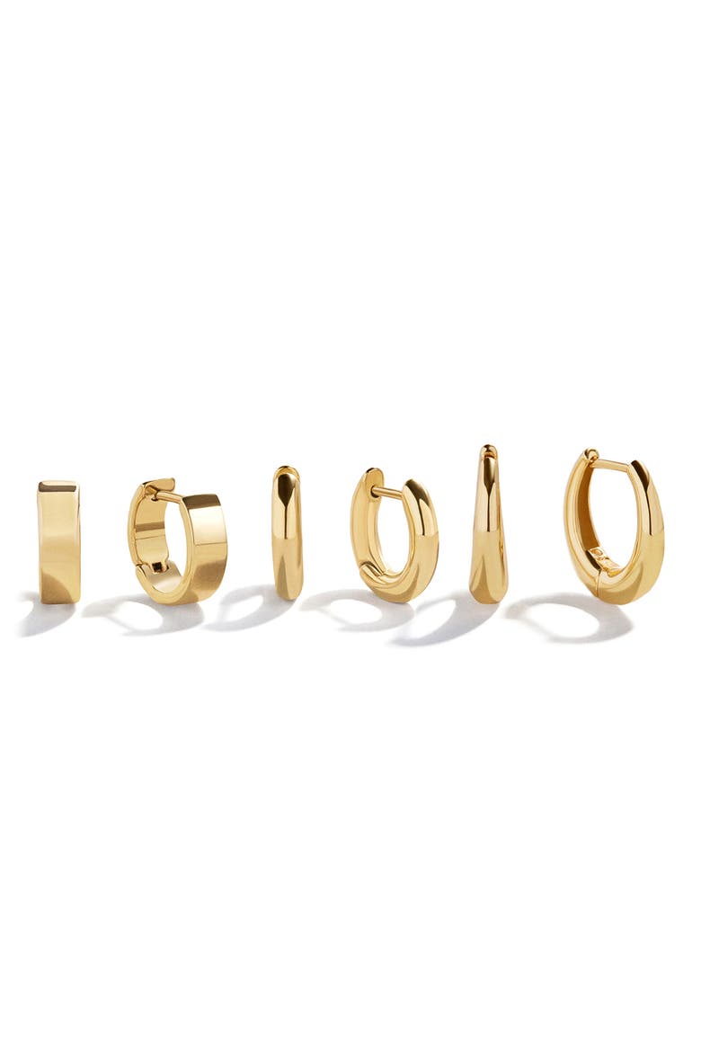 Maris Set of 3 Water Resistant Hoop Earrings, Main, color, GOLD