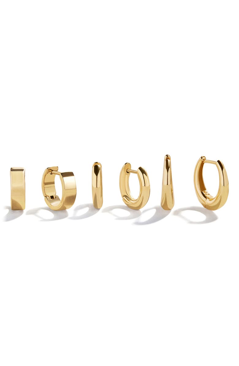 BaubleBar Maris Set of 3 Water Resistant Hoop Earrings, Main, color, Gold