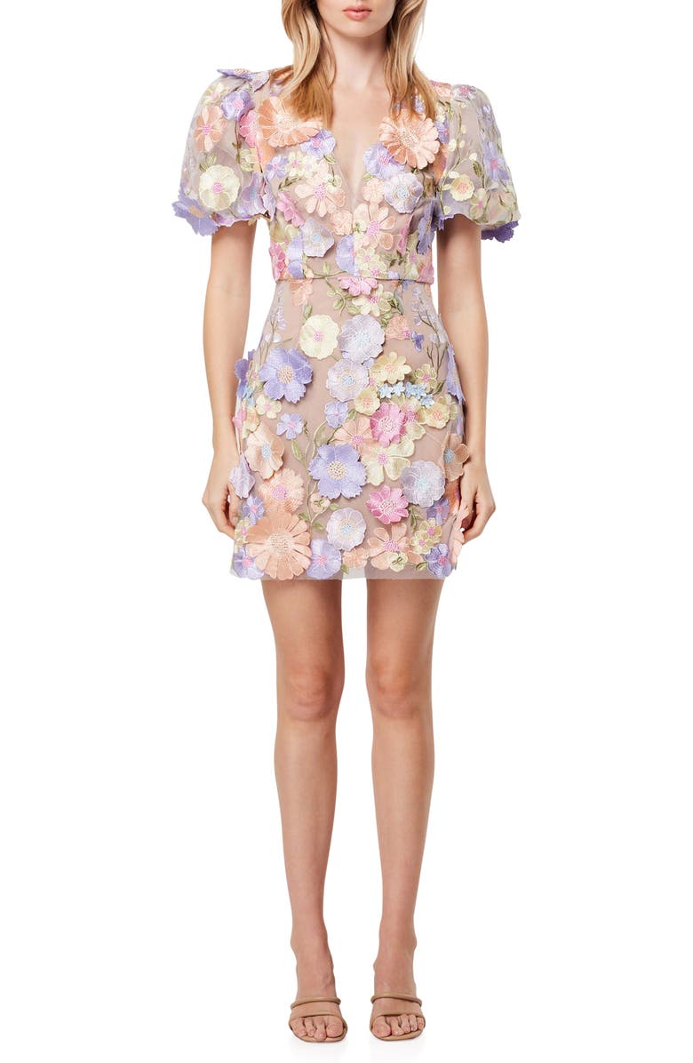 Elliatt Anthea Floral Appliqué Minidress, Main, color, 