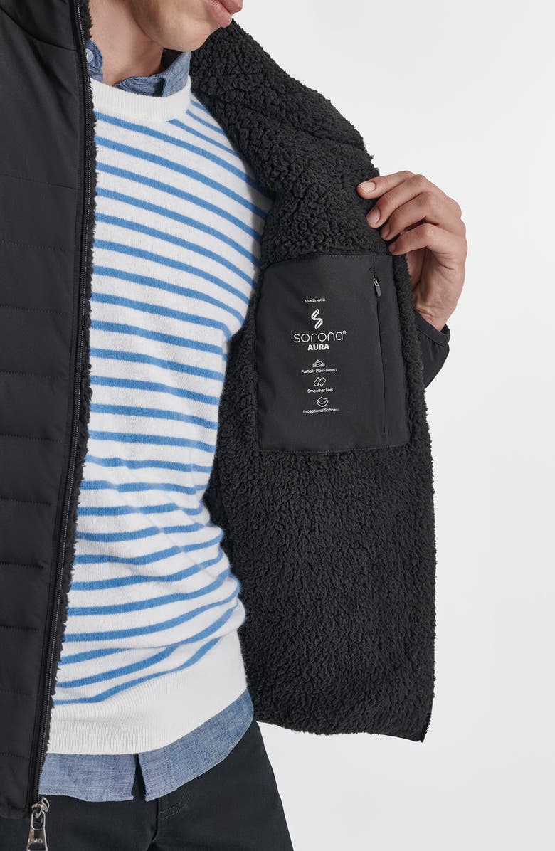 DKNY Water Resistant Faux Shearling Lined Quilted Jacket, Alternate, color, Ebony