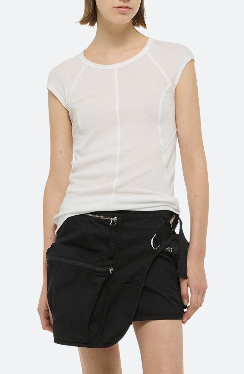 Helmut Lang Cap Sleeve Cotton & Modal T-Shirt, Main, color, Optic White - C7j