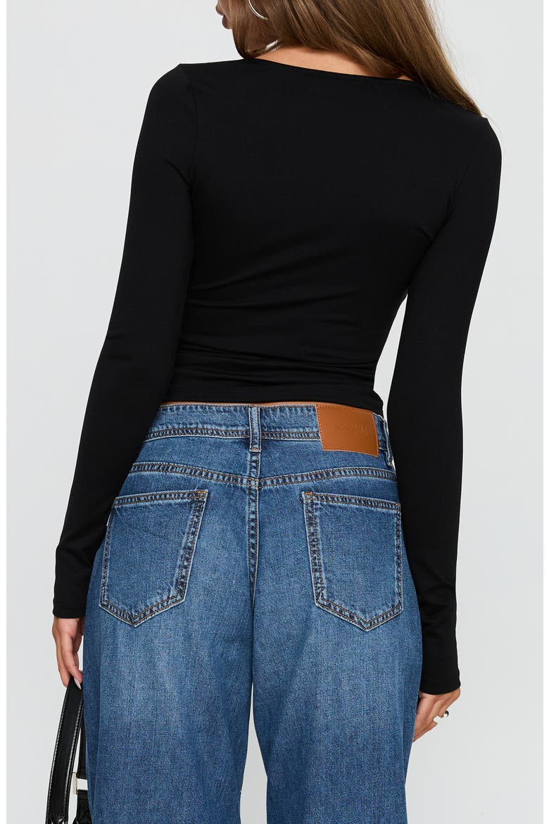 Sold on You Cutout Long Sleeve Top, Alternate, color, BLACK