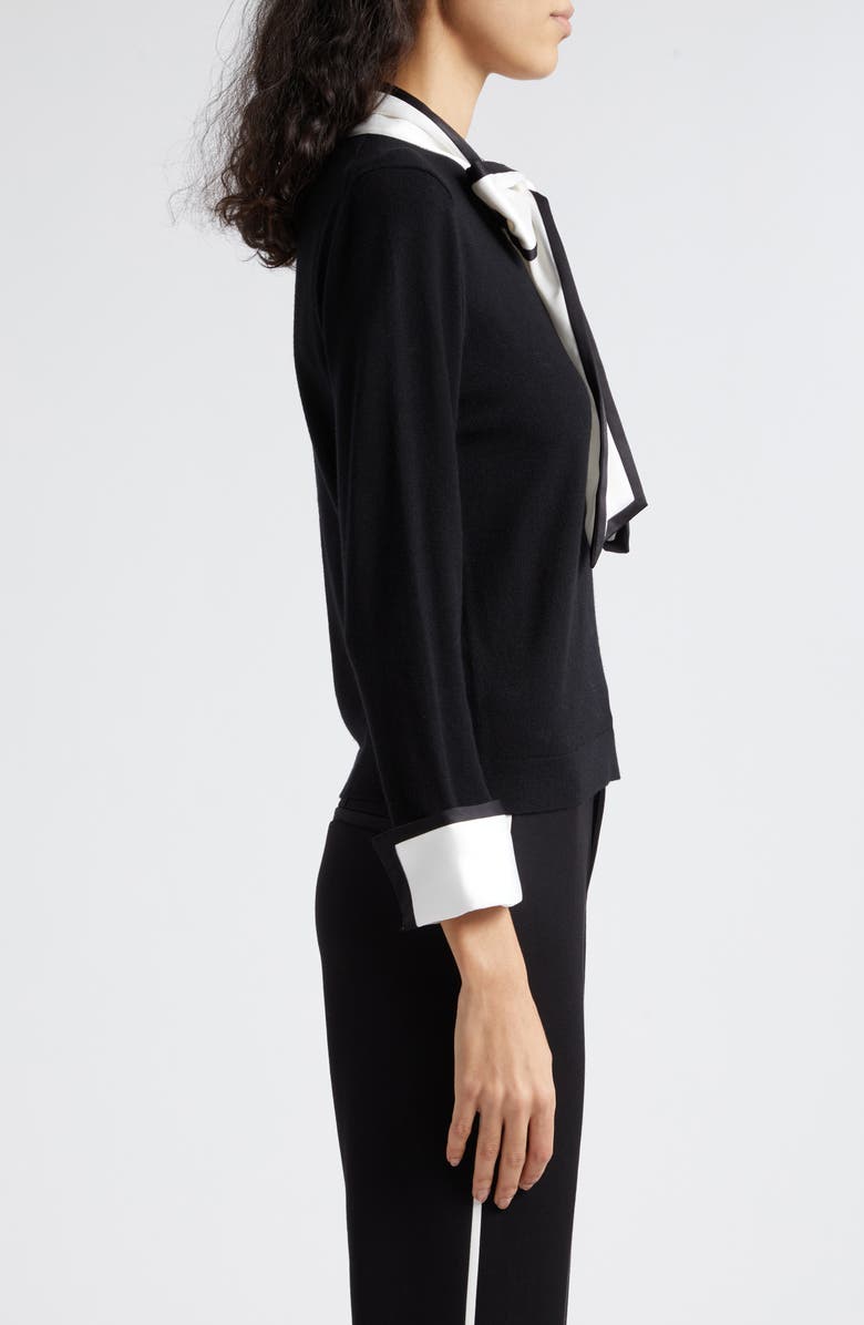 Alice + Olivia Justina Mixed Media Wool Sweater, Alternate, color, Black Combo