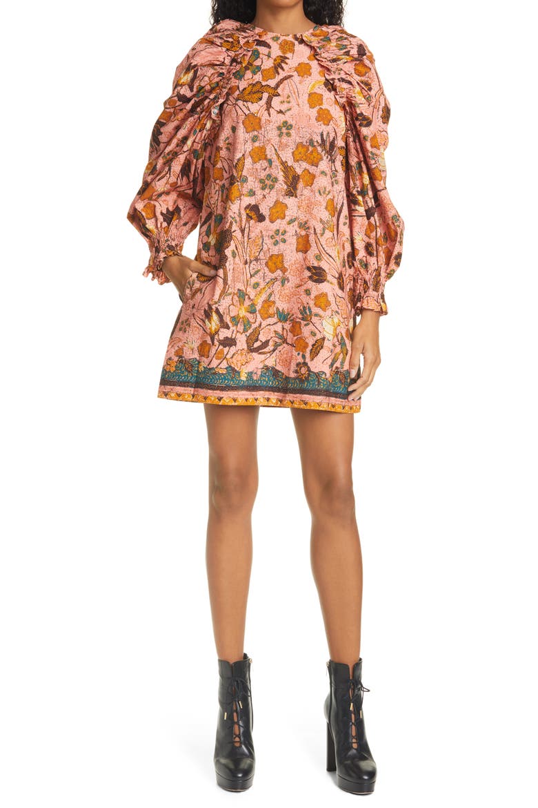 Devya Floral Long Balloon Sleeve Shift Dress, Main, color, BLUSH FLORAL
