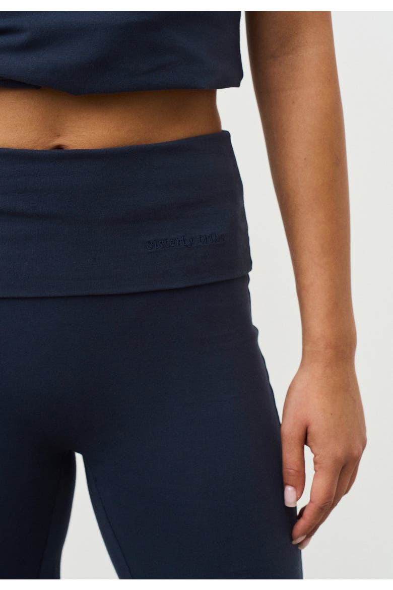 Soft Cotton Foldover Pants, Alternate, color, Navy