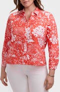Foxcroft Jodie Floral Print Crop Shirt