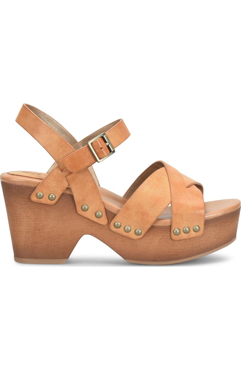 KORKS Leda Ankle Strap Platform Sandal, Alternate, color, Light Brown
