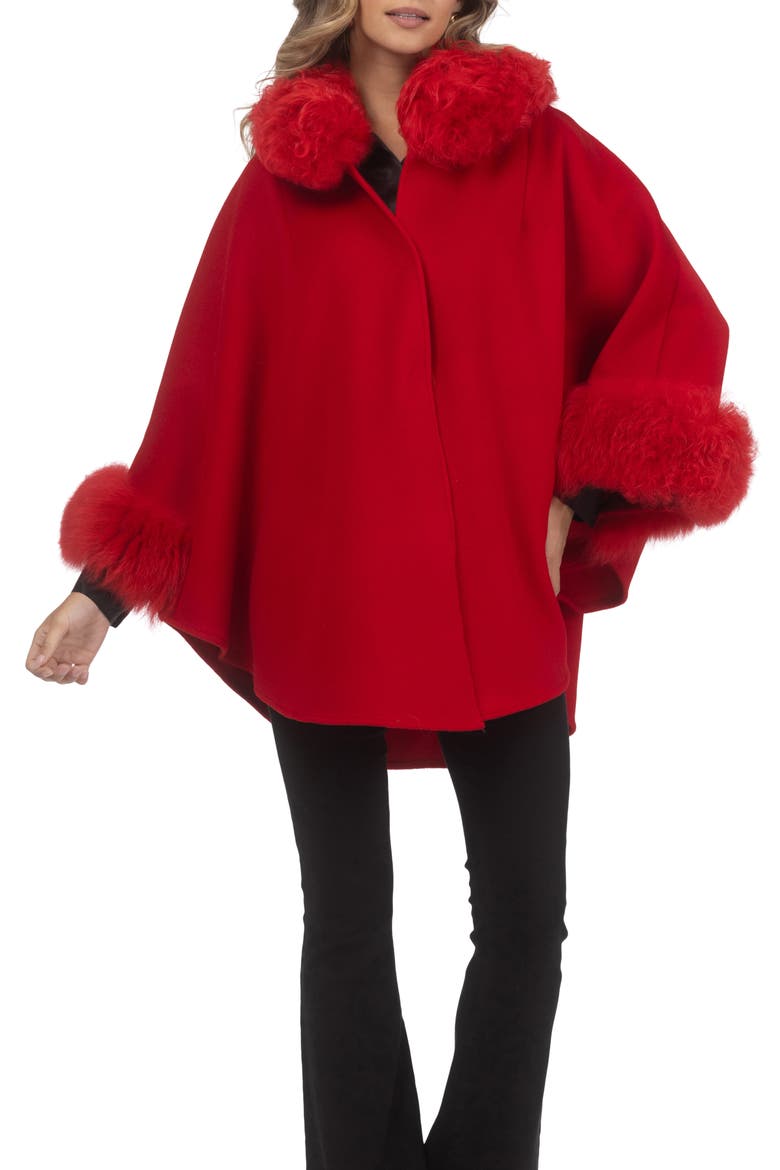 Wool And Cashmere Cape, Alternate, color, RED