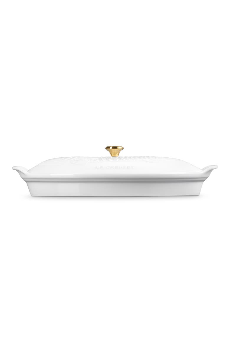 Heritage Covered Stoneware Fish Baker, Alternate, color, WHITE