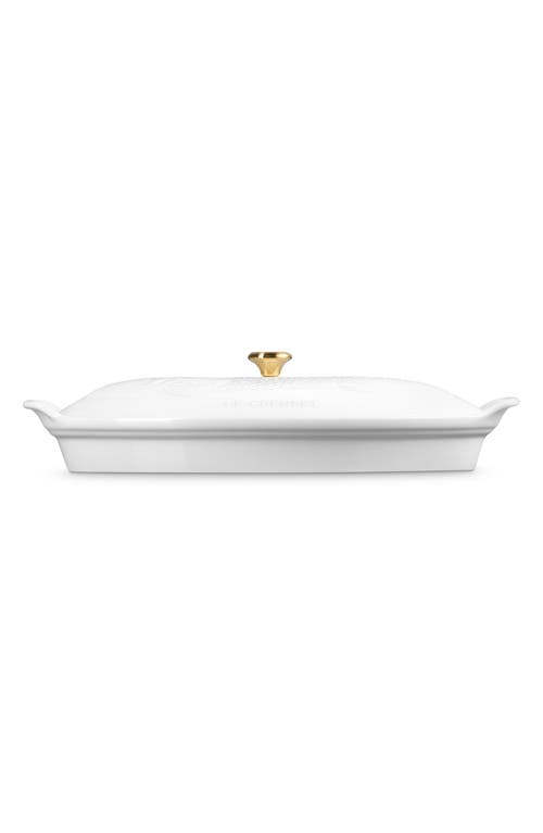 Le Creuset Heritage Covered Stoneware Fish Baker In White