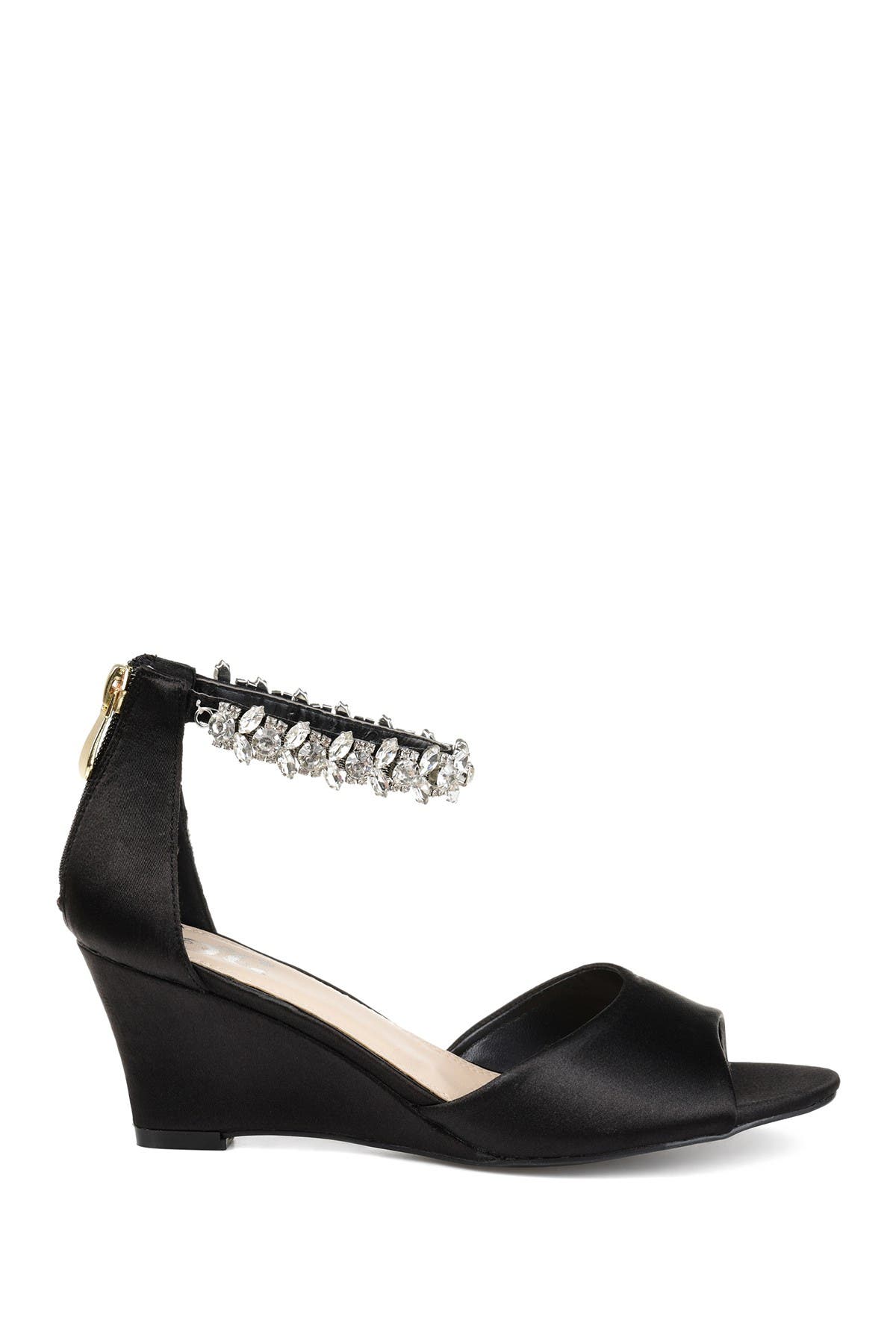Journee Collection JOURNEE Connor Embellished Strap Wedge Sandal, Alternate, color, Black