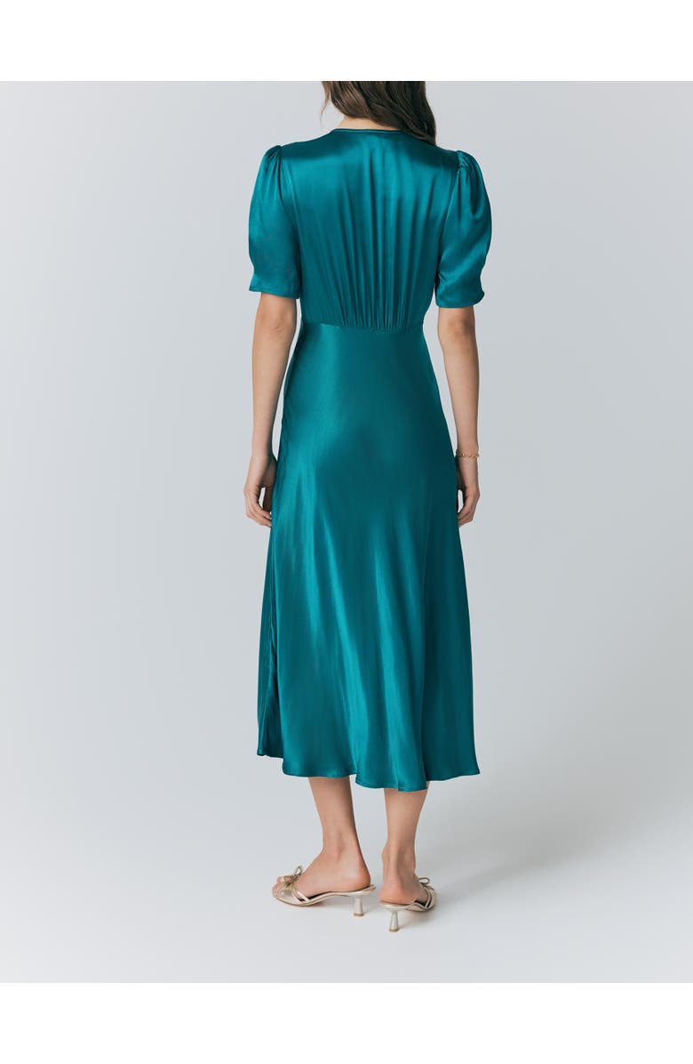 Ghost London Madison Satin Midi Dress, Alternate, color, Emerald Sea