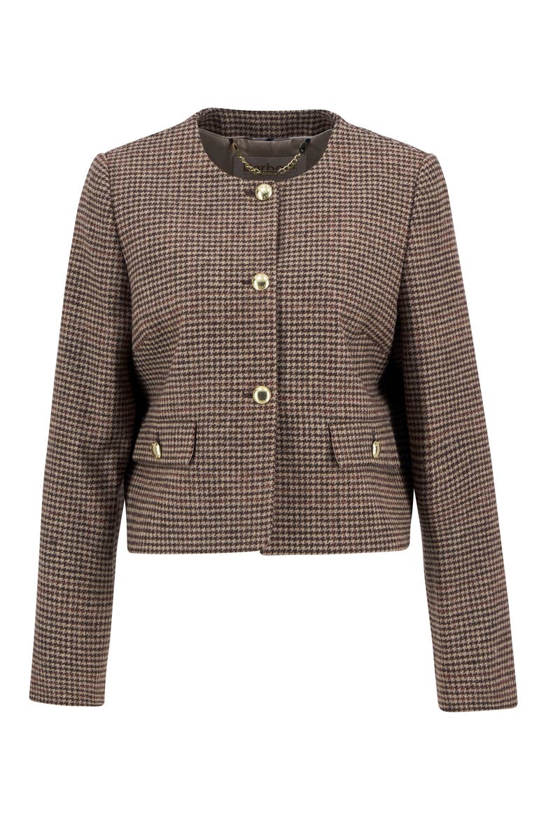 Corina Houndstooth Wool Jacket, Alternate, color, BROWN/ORANGE CHECK