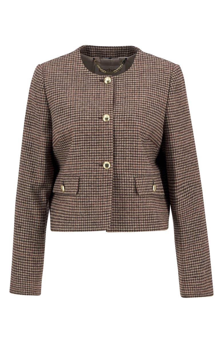 Barbour Corina Houndstooth Wool Jacket, Alternate, color, Brown/ Orange Check