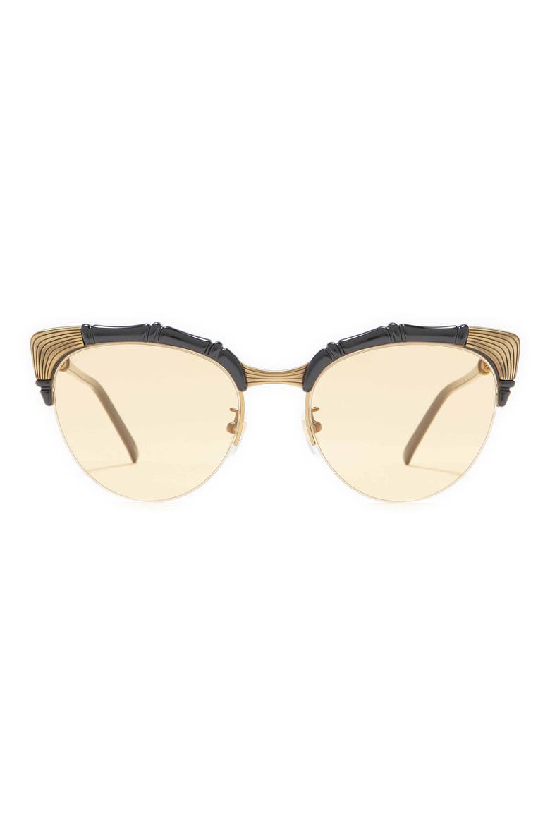 56mm Cat Eye Sunglasses, Main, color, BLACK BLACK YELLOW/ YLW
