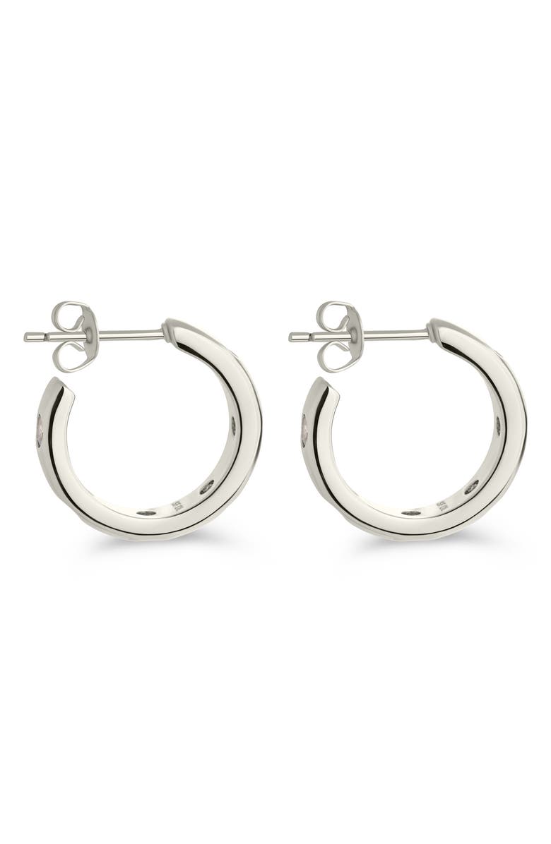 Sterling Forever Molly Cubic Zirconia Studded Huggie Hoop Earrings, Alternate, color, Silver