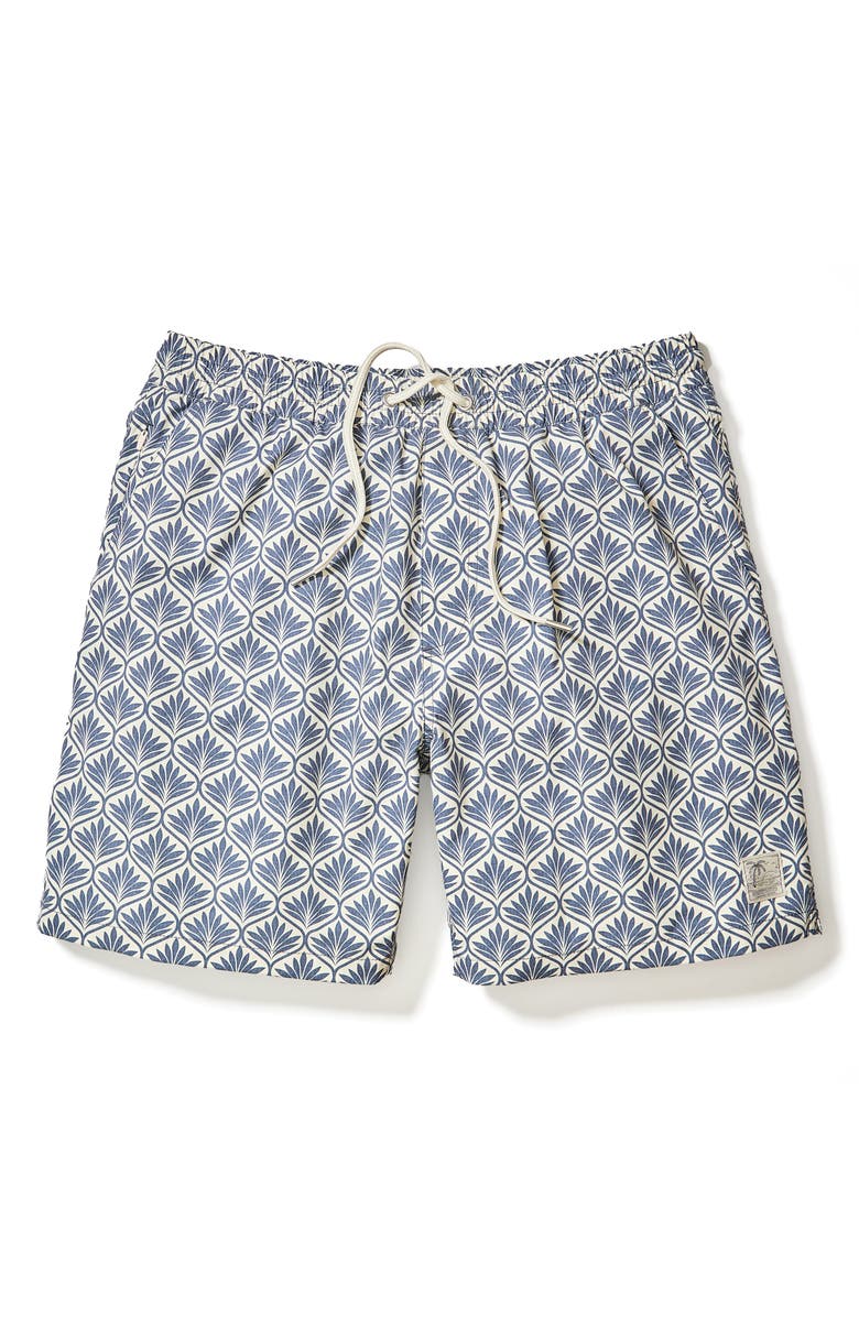 Marine Layer Leaf Print 6-Inch Lined Hybrid Swim Trunks, Alternate, color, India Ink Agave Print