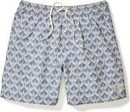 Marine Layer Leaf Print 6-Inch Lined Hybrid Swim Trunks