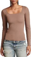 Lucky Brand Contour Square Neck Long Sleeve Top