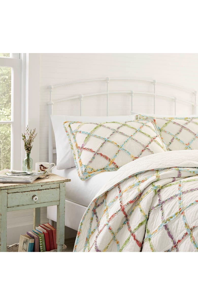 Laura Ashley Ruffle Garden Quilt, Alternate, color, Cream Multi