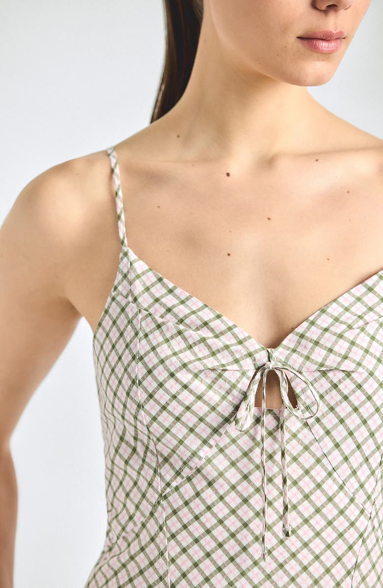 Derek Lam 10 Crosby Sable Plaid Cotton Blend Dress, Alternate, color, Army Green Plaid