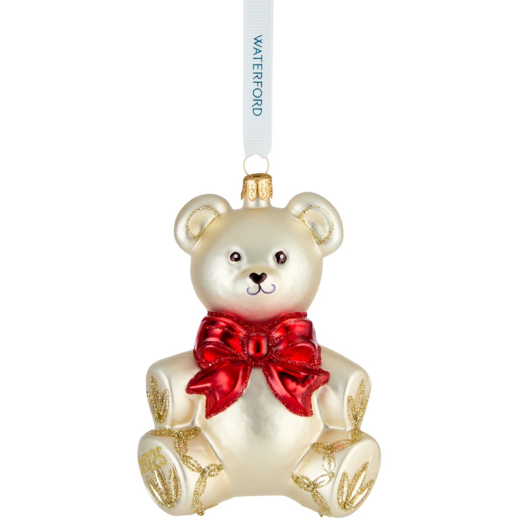 Waterford Holiday Heirlooms First Teddy Glass Ornament In Gold