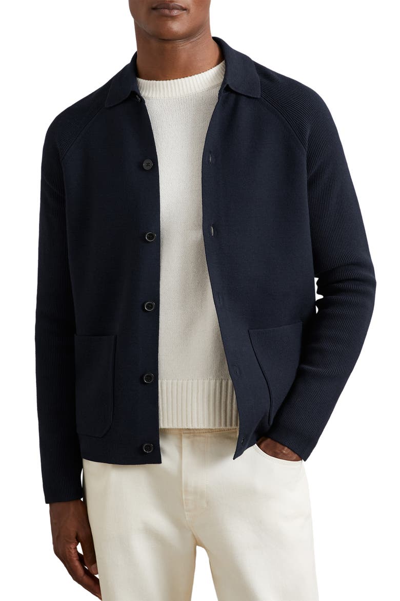 Fitzgerald Collared Cardigan, Main, color, NAVY BLUE