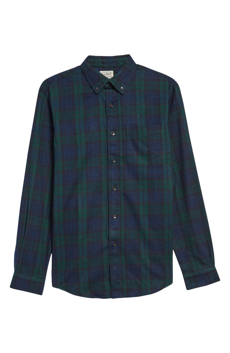 L.L.Bean Scotch Fitted Plaid Flannel Button-Down Shirt, Alternate, color, 