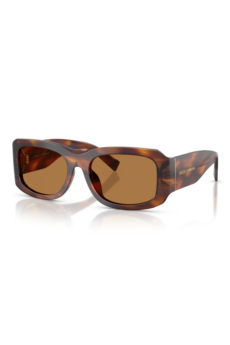57mm Rectangular Sunglasses, Alternate, color, STRIPED BROWN / BRONZE