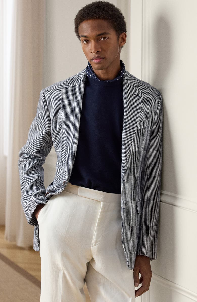 Ralph Lauren Purple Label Tic Weave Microhoundstooth Sport Coat, Alternate, color, Navy/ White