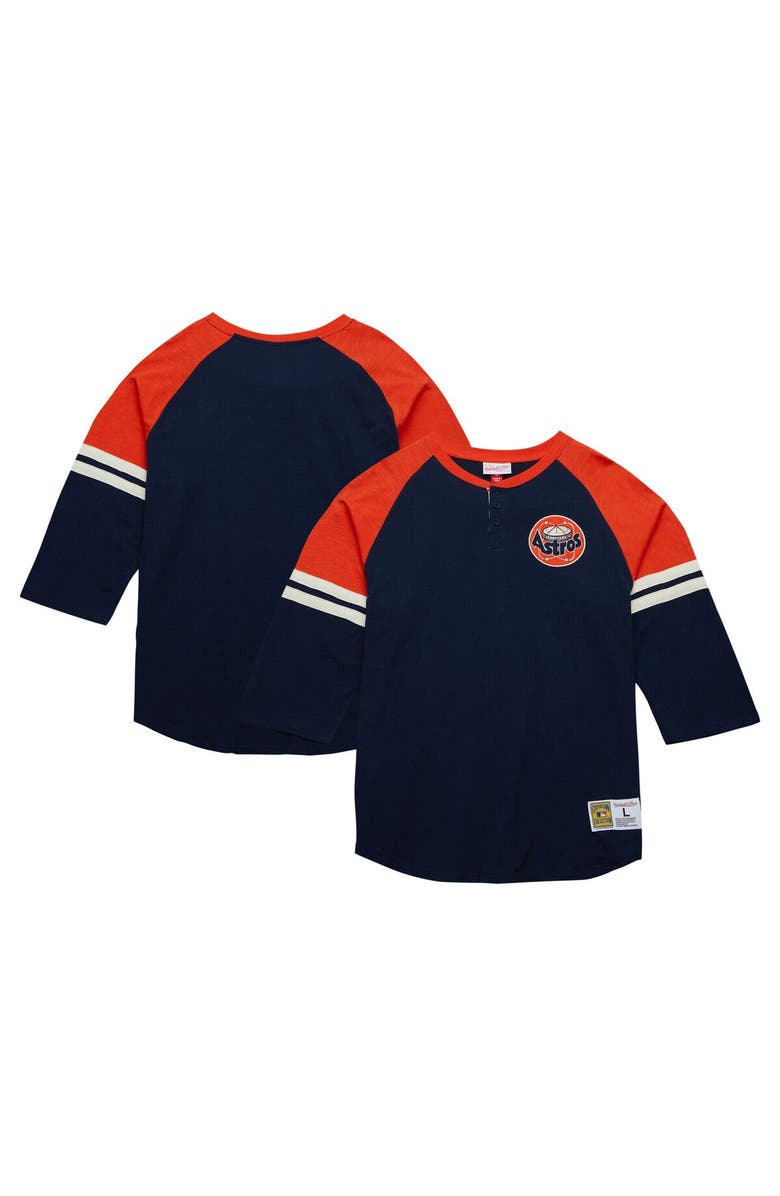 Mitchell & Ness Men's Mitchell & Ness Navy Houston Astros Cooperstown Collection Legendary Raglan Slub Henley 3/4-Sleeve T-Shirt, Main, color, Navy